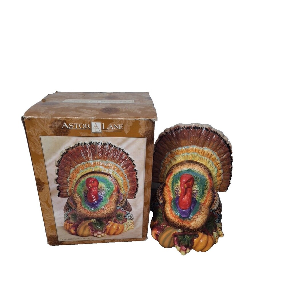 Astor & Lane 12" Domestic Turkey Thanksgiving Table Centerpiece Figurine Decor - Picture 2 of 12